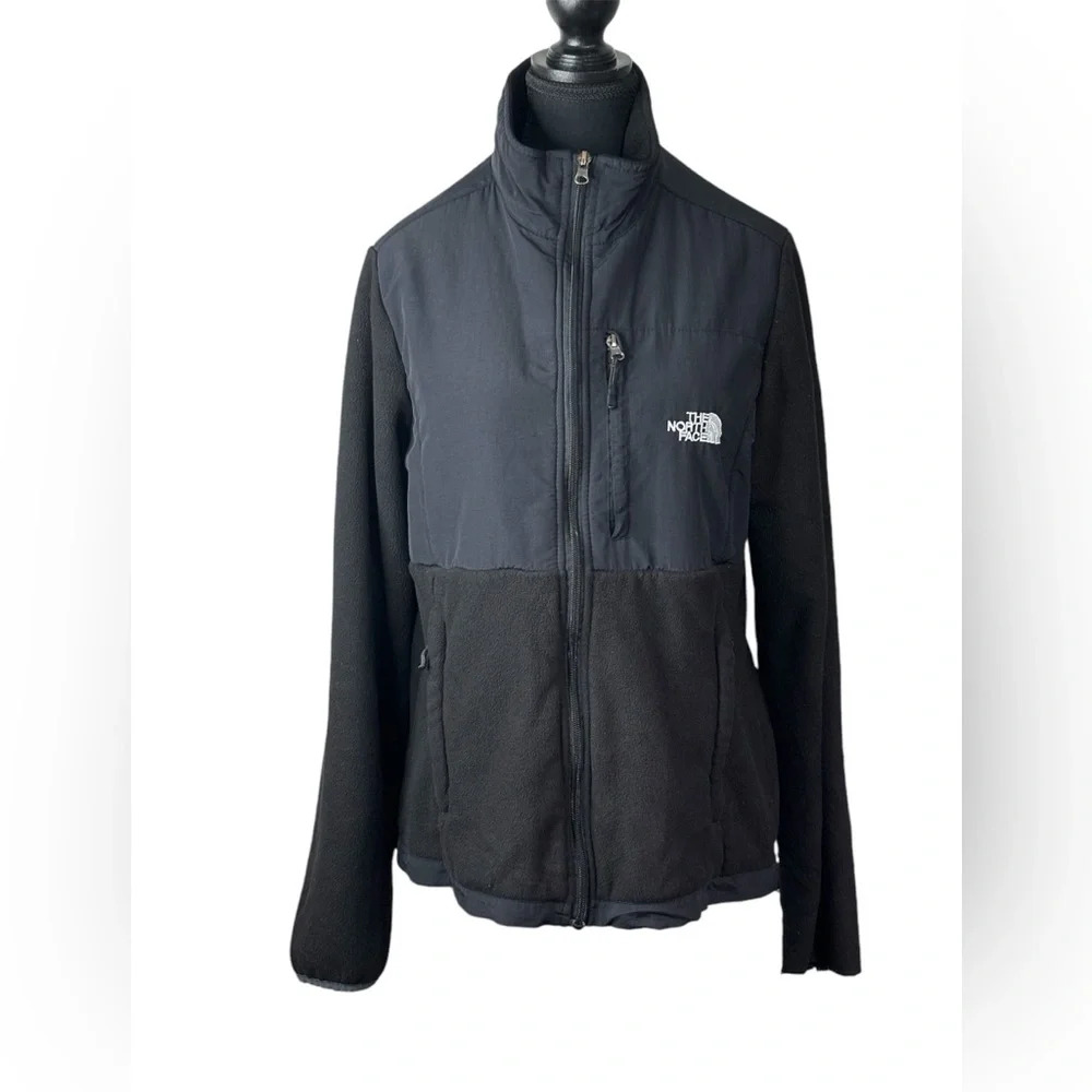The North Face Sweater Jacket Women Large Black Fleece Pockets Autumn FLAW